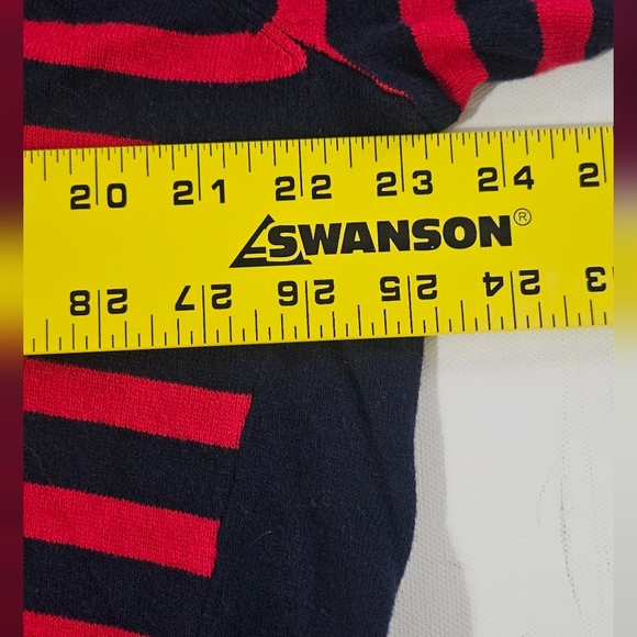 Susan Graver Striped Cotton Rayon Nylon Sweater (Navy/Red, Size 1X) A372460 B8 - Picture 4 of 5